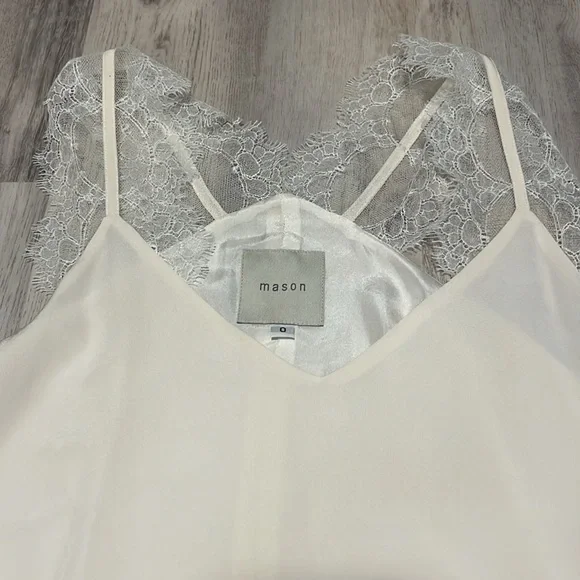 Mason Silk Lace Cream Flowing Tank Top Size 0 - Picture 7 of 8